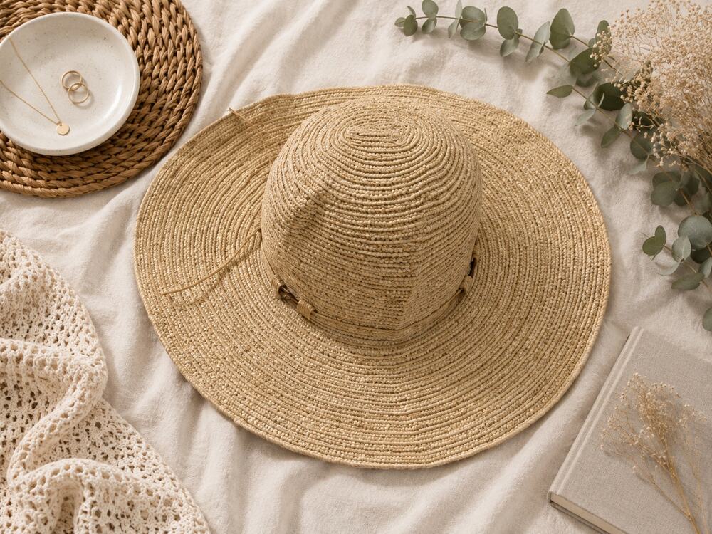 C.C Exclusives Women's Wide Brim Straw Sun Hat Beige Natural One Size Boho